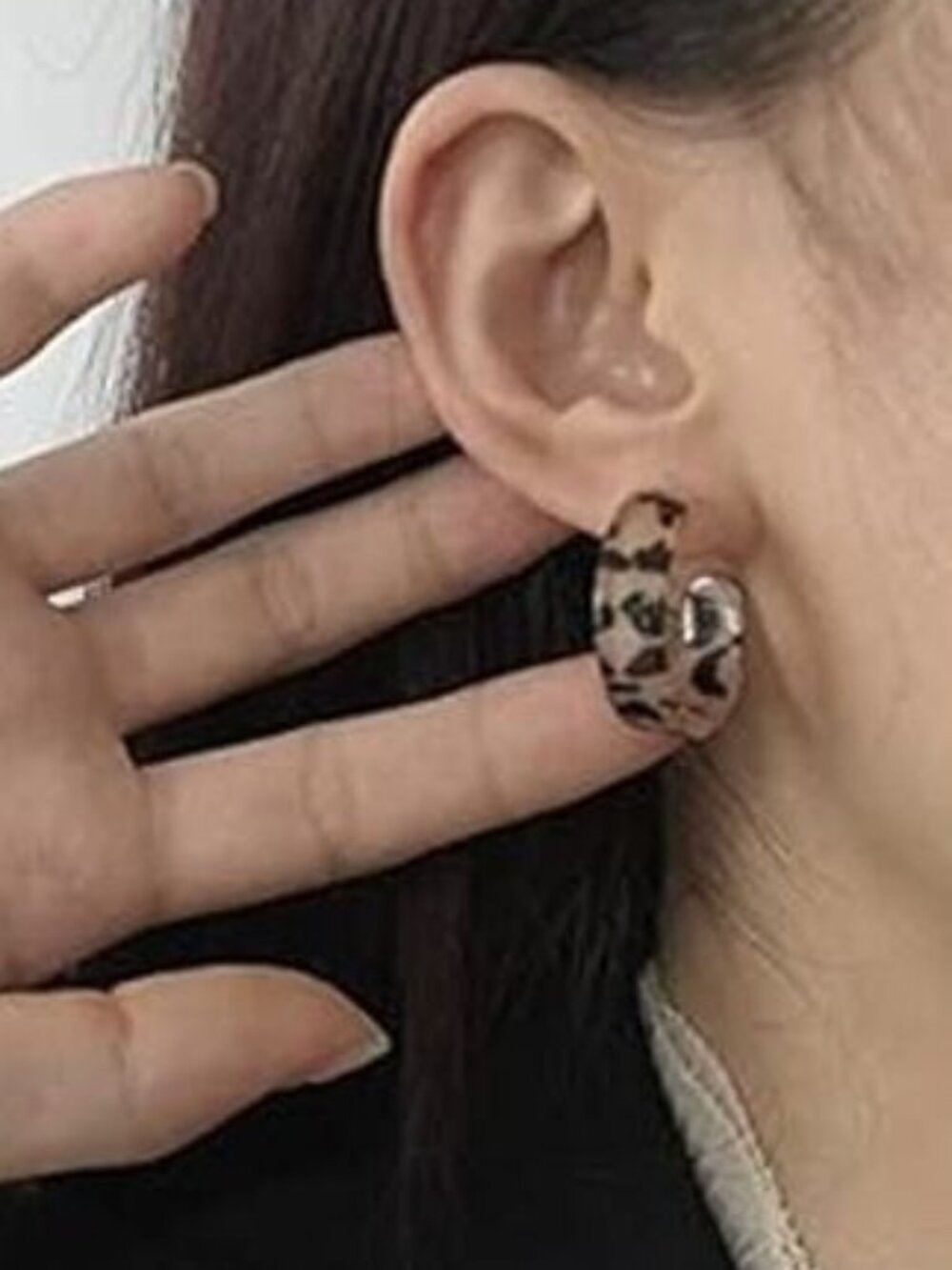 Leopard Print Acrylic Hoop Earrings for Women